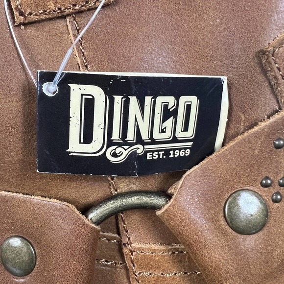 DINGO SIERRA STUDDED LEATHER HARNESS WESTERN COWBOY BOOTS IN CAMEL WOMEN'S 6.5‎ - Picture 9 of 14